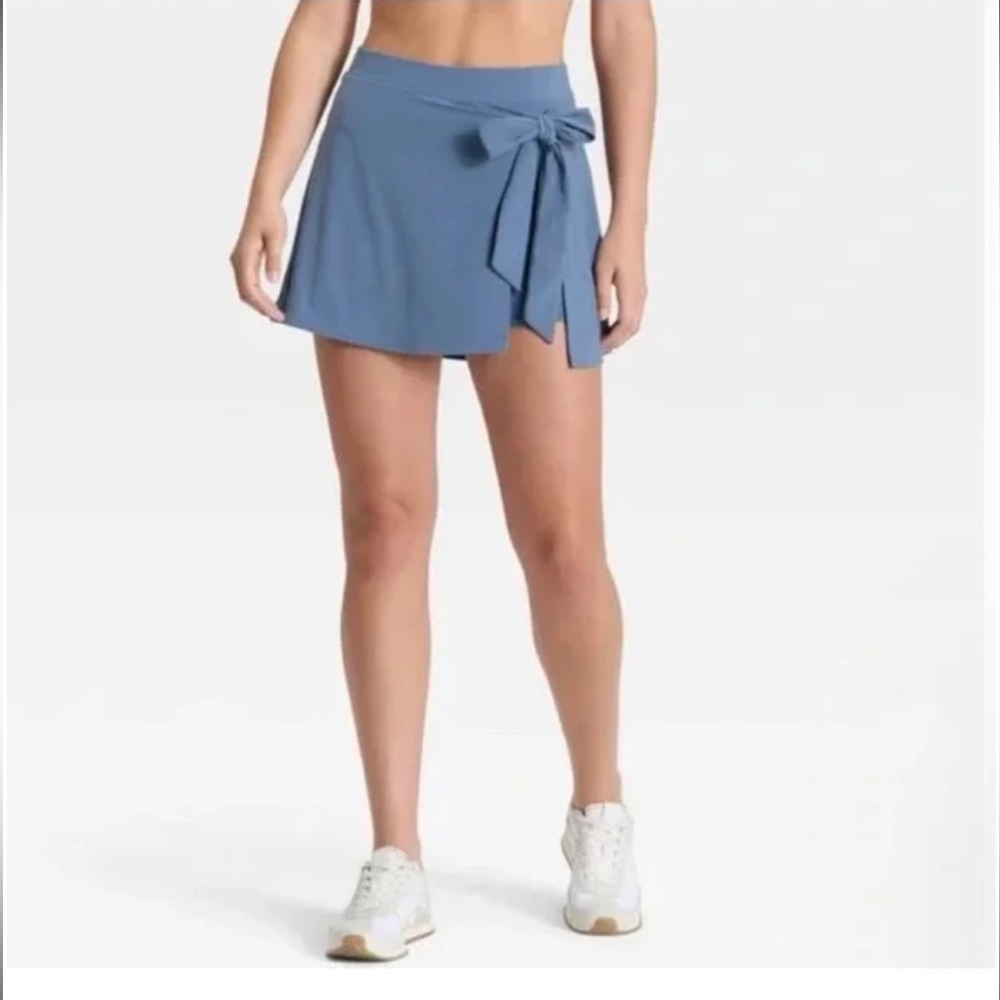 ALL IN MOTION NWT high rise tie active skort -indigo blue -small